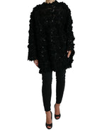 Schwarzer Pullover mit Paillettenbesatz