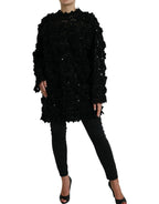 Schwarzer Pullover mit Paillettenbesatz