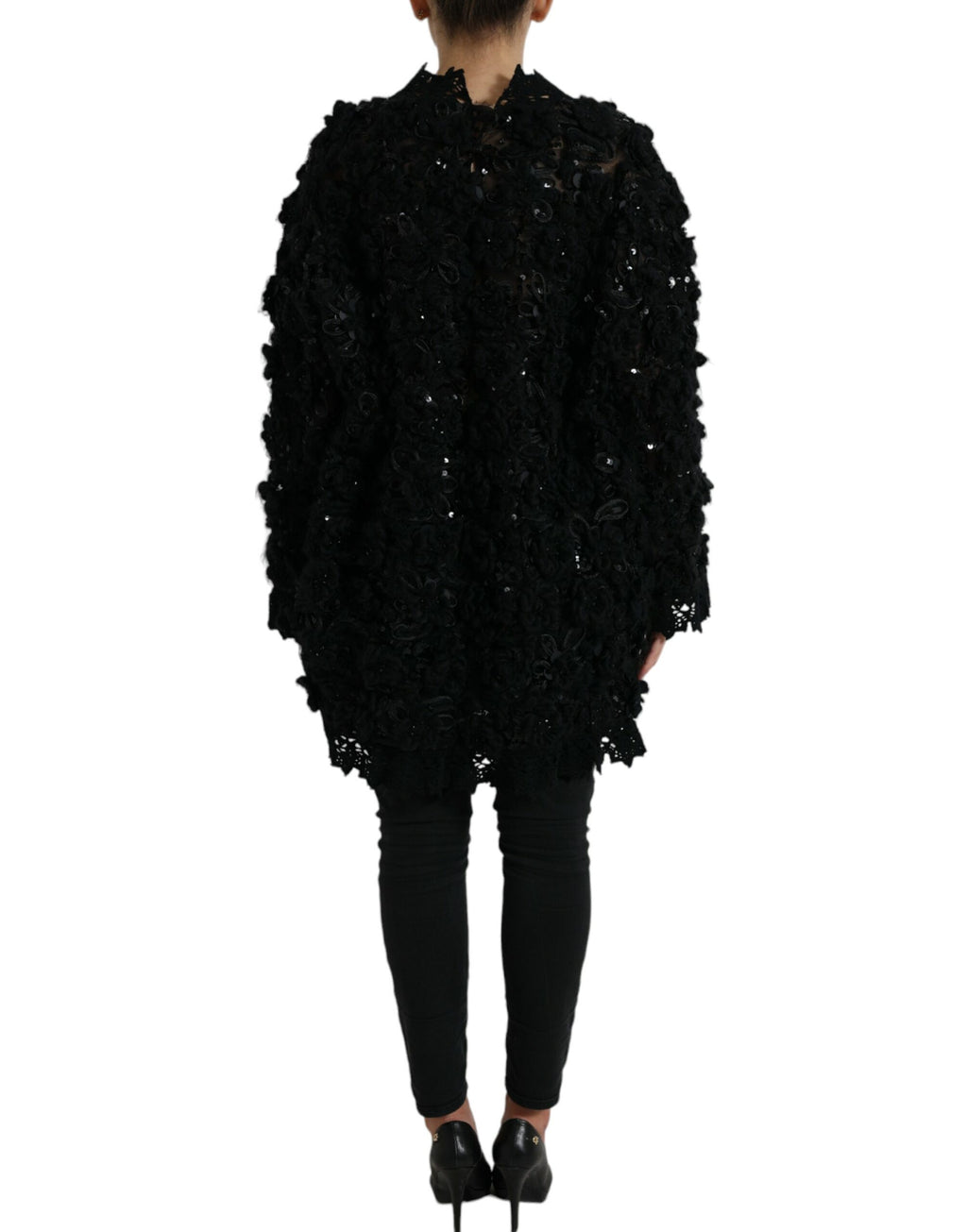 Schwarzer Pullover mit Paillettenbesatz