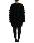 Schwarzer Pullover mit Paillettenbesatz