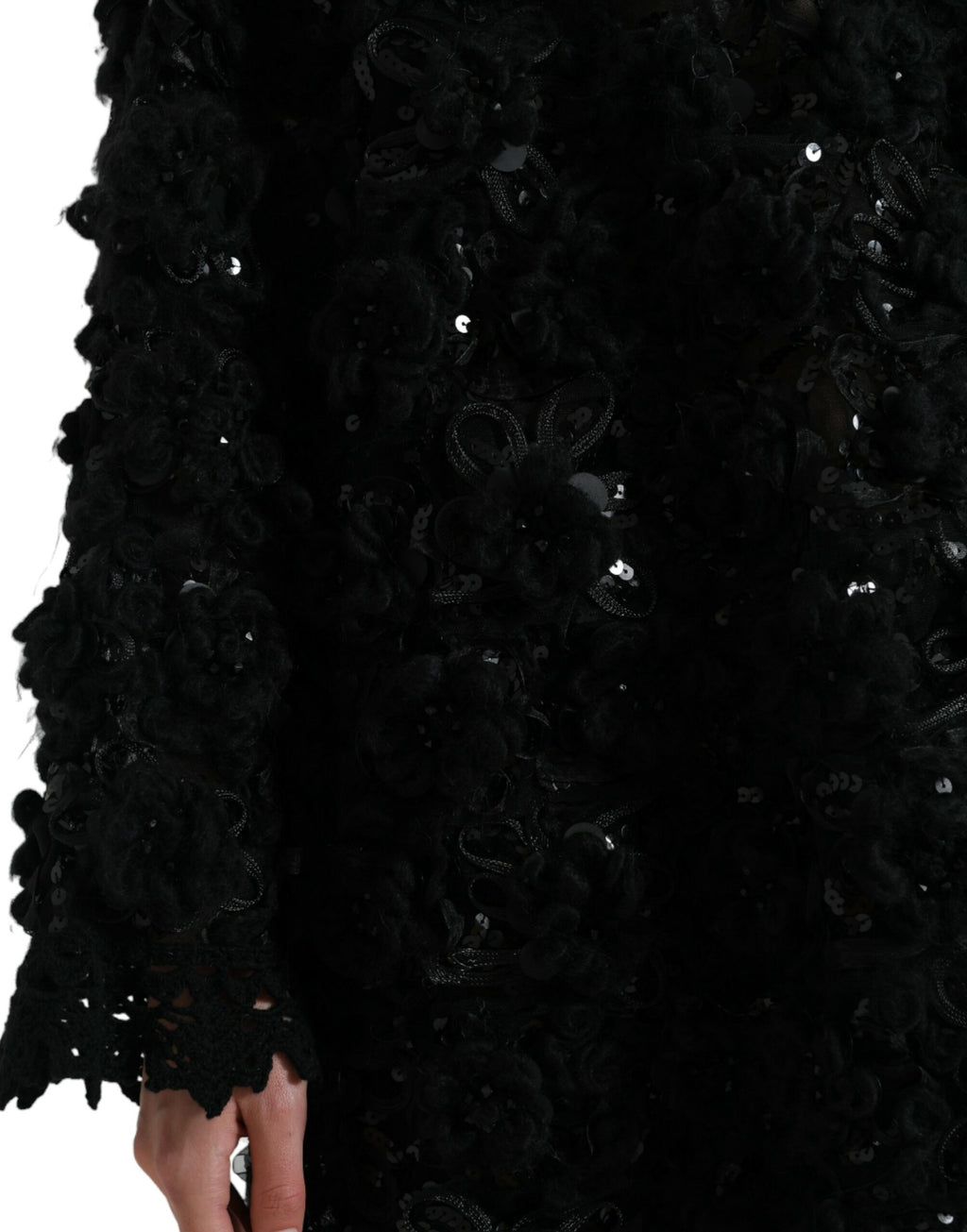 Schwarzer Pullover mit Paillettenbesatz
