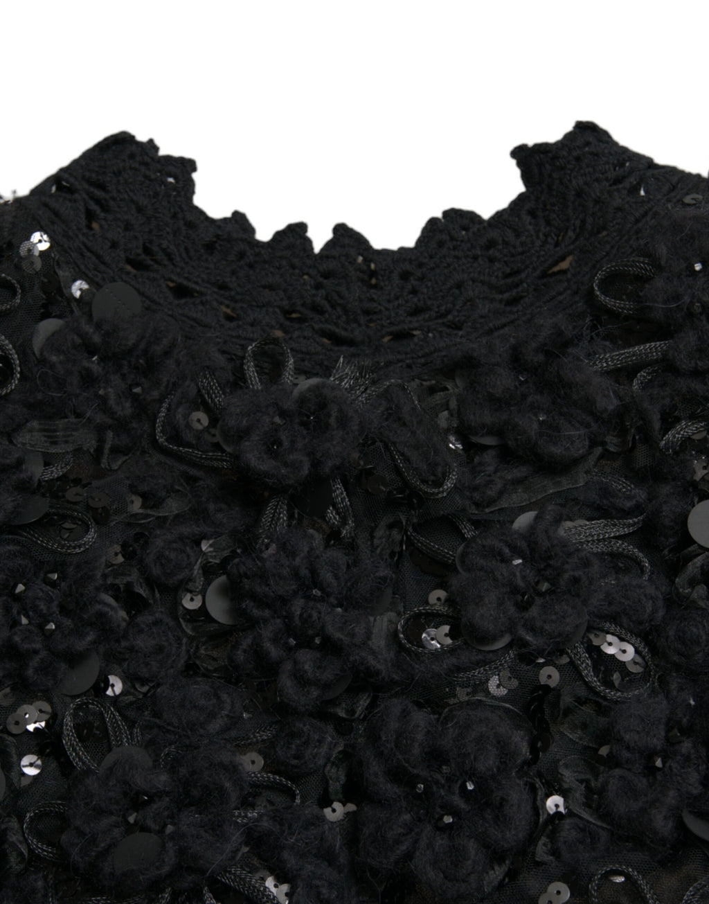 Schwarzer Pullover mit Paillettenbesatz