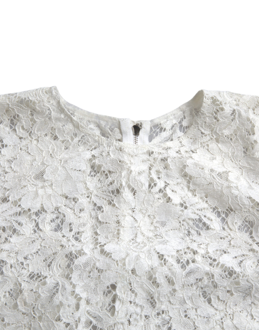 Weiße Bluse aus Baumwolle mit Blumenstickerei, Rundhalsausschnitt
