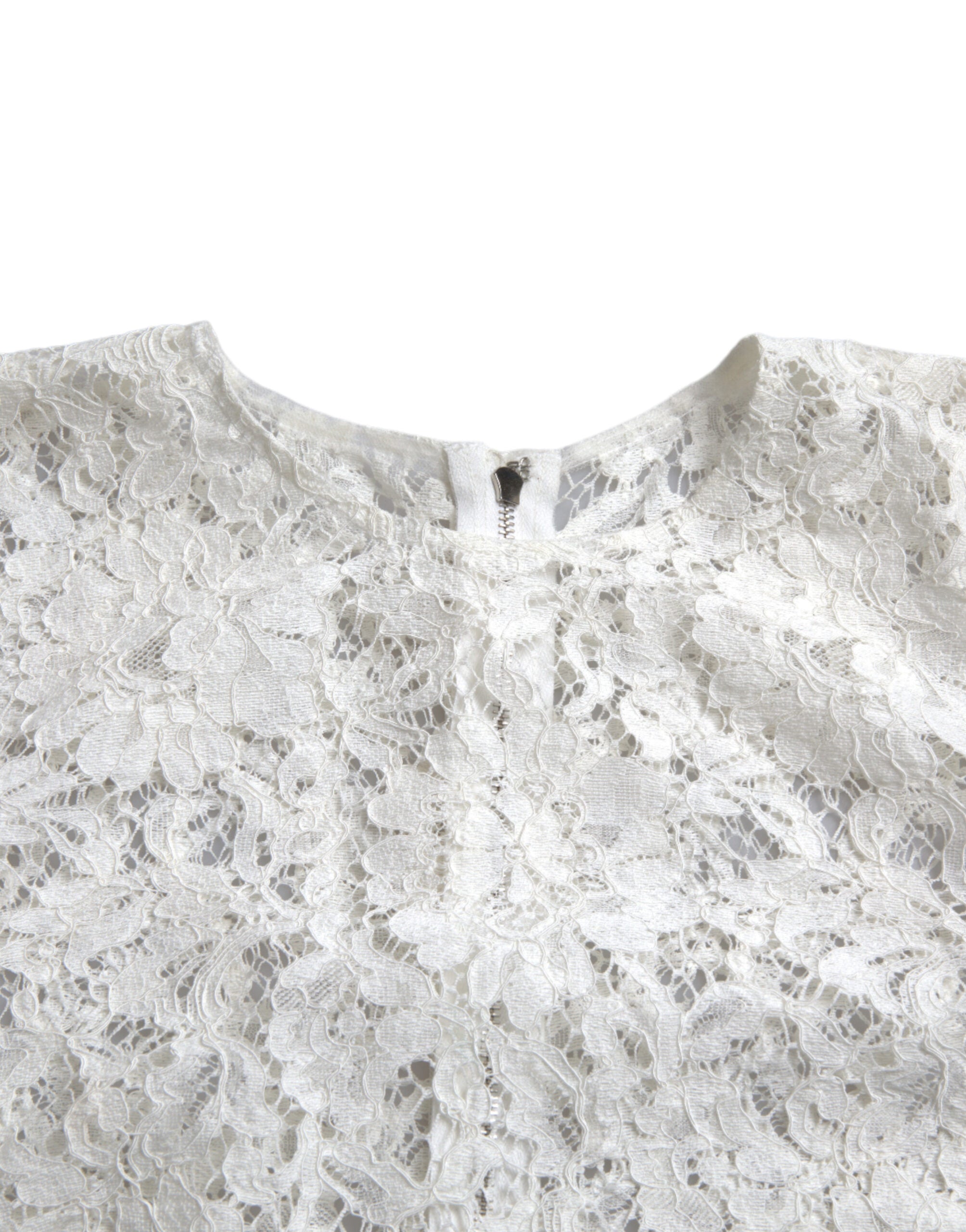 Weiße Bluse aus Baumwolle mit Blumenstickerei, Rundhalsausschnitt