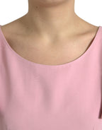 Pink Kurzarm Bluse mit Rundhalsausschnitt