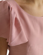 Pink Kurzarm Bluse mit Rundhalsausschnitt