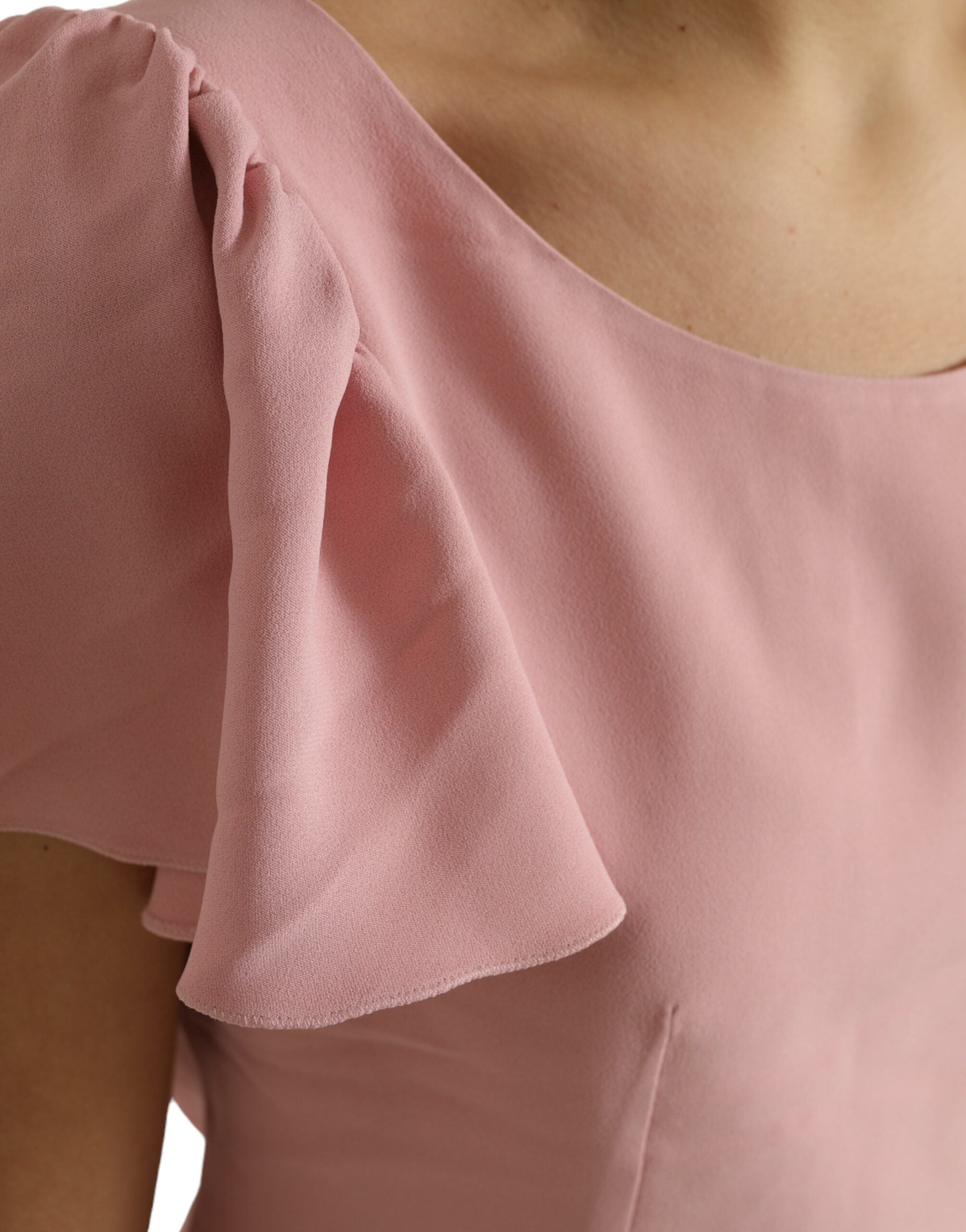 Pink Kurzarm Bluse mit Rundhalsausschnitt