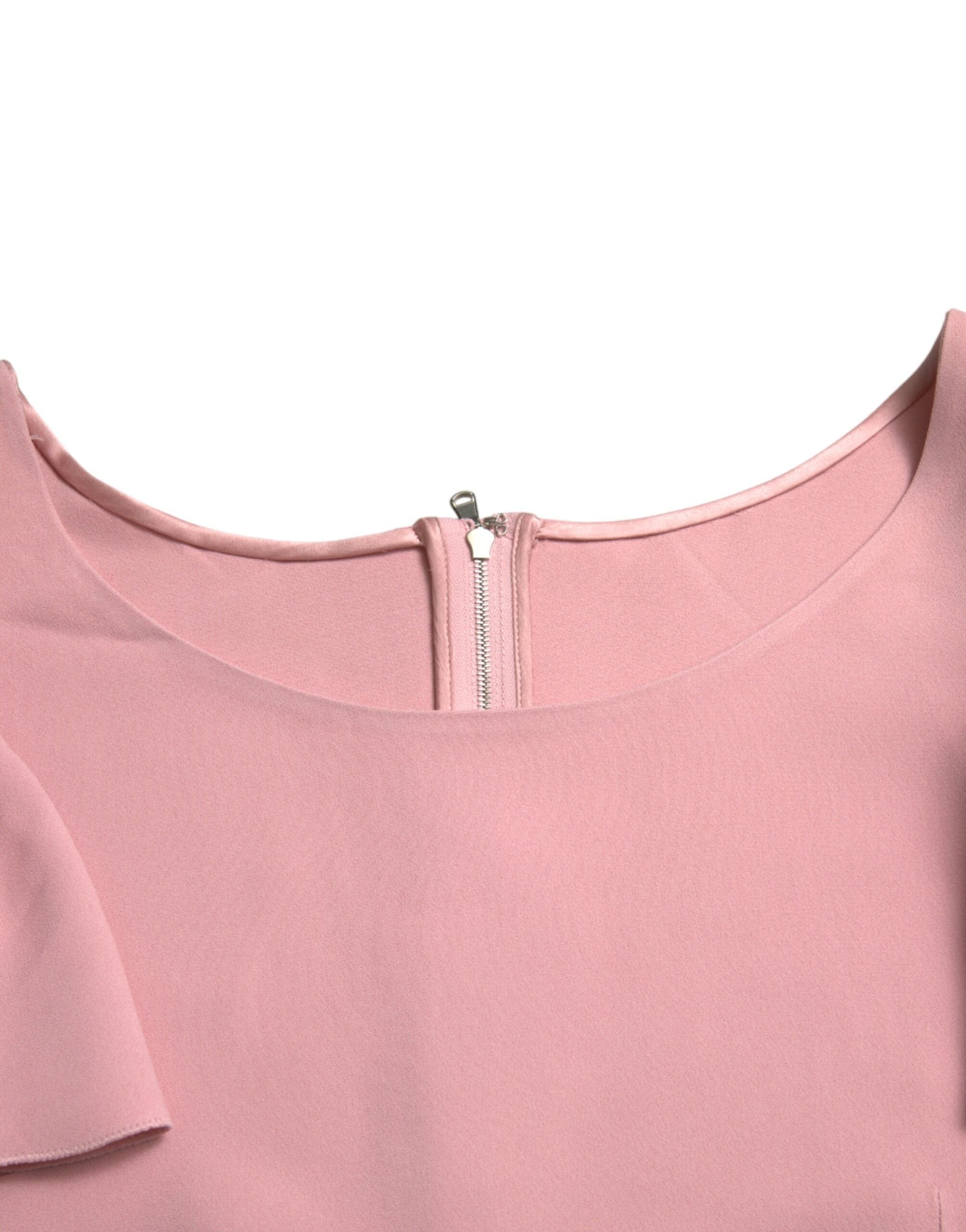 Pink Kurzarm Bluse mit Rundhalsausschnitt
