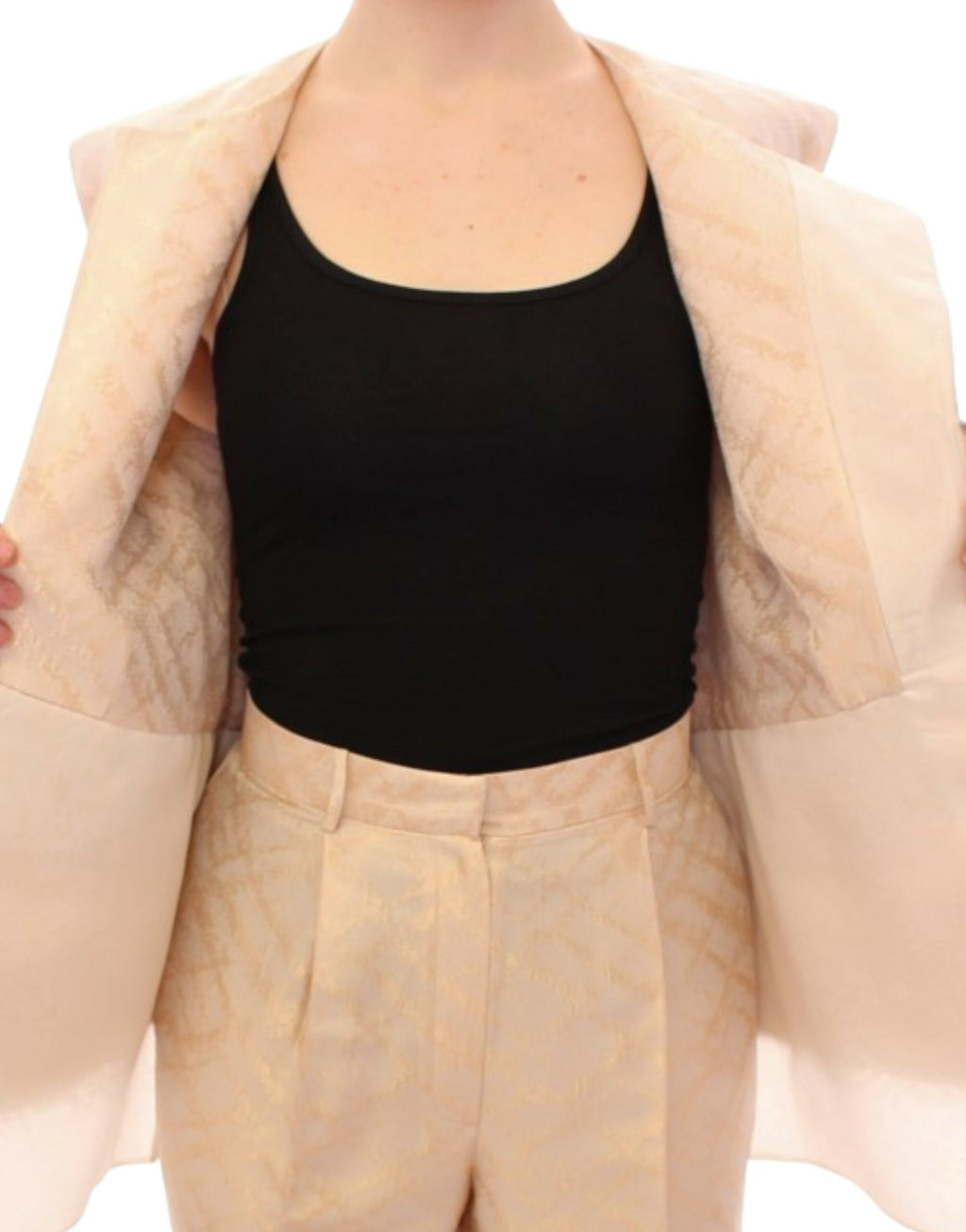 Ärmellose Jacke aus beigem Brokat