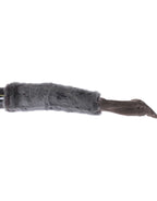 Handschuhe aus grauem Nerzfell, Lammleder und Wildleder