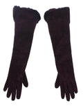 Lila Nerzfell Ziegenveloursleder Handschuhe