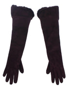 Lila Nerzfell Ziegenveloursleder Handschuhe