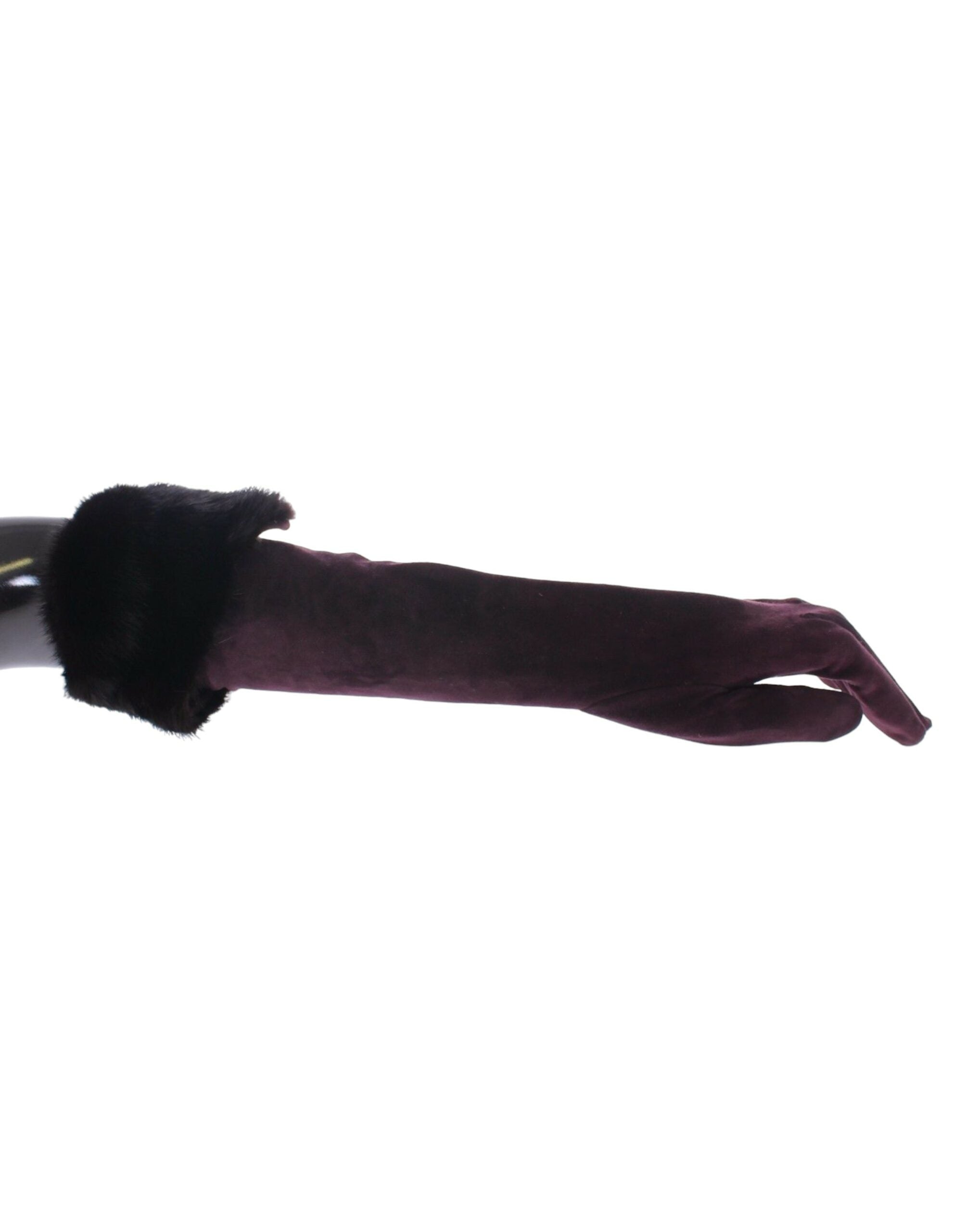 Lila Nerzfell Ziegenveloursleder Handschuhe