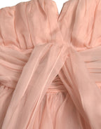 Pinkes Seidenchiffon-Neckholder-Midi-Kleid in A-Linie mit Falten