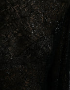Black Floral Lace Sheer A-line Midi Dress