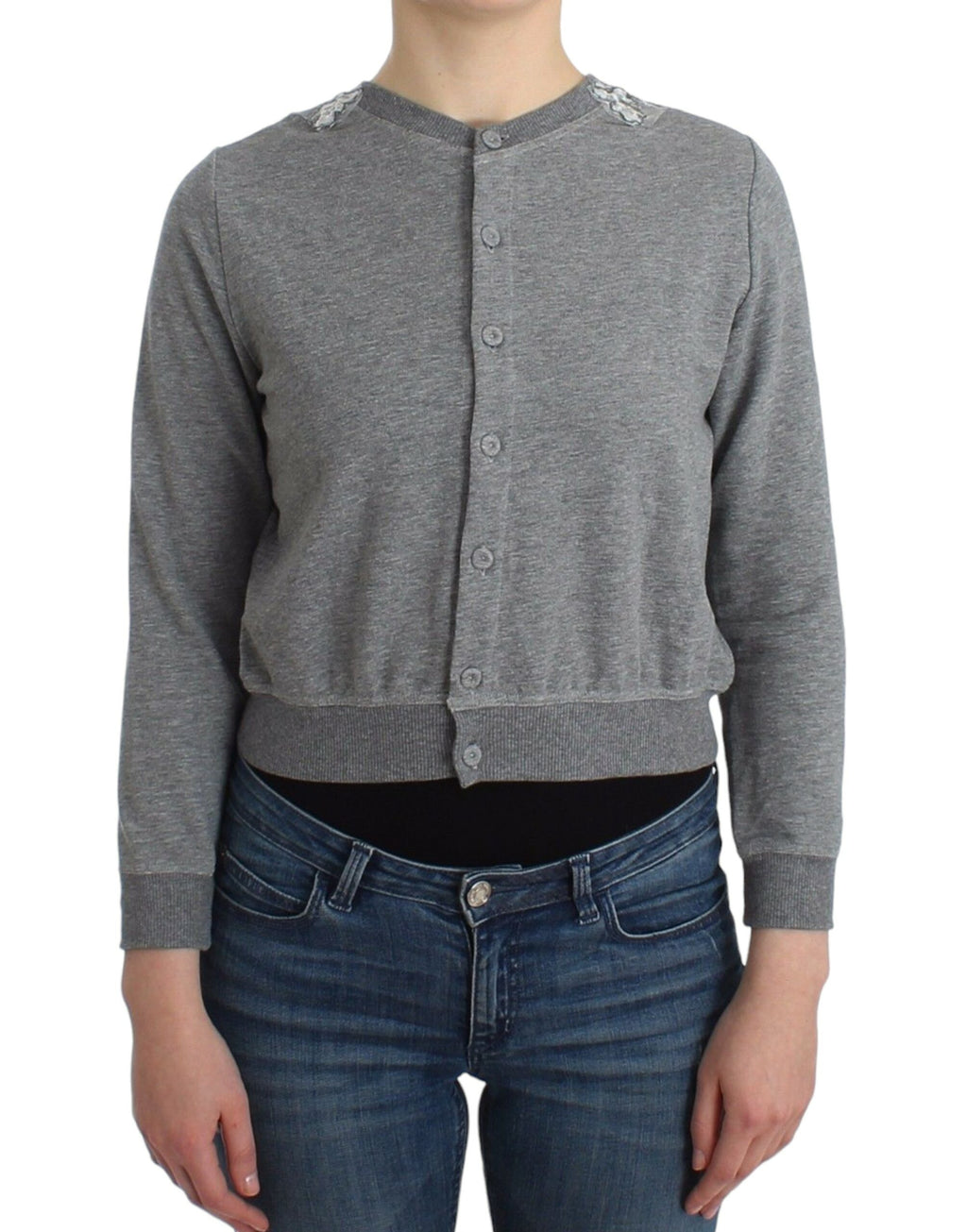 Lingerie Grauer Spitzenpullover Cardigan Top