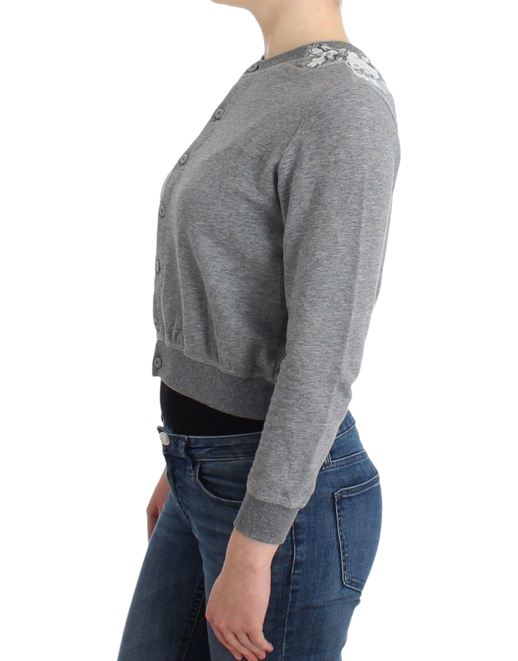 Lingerie Grauer Spitzenpullover Cardigan Top