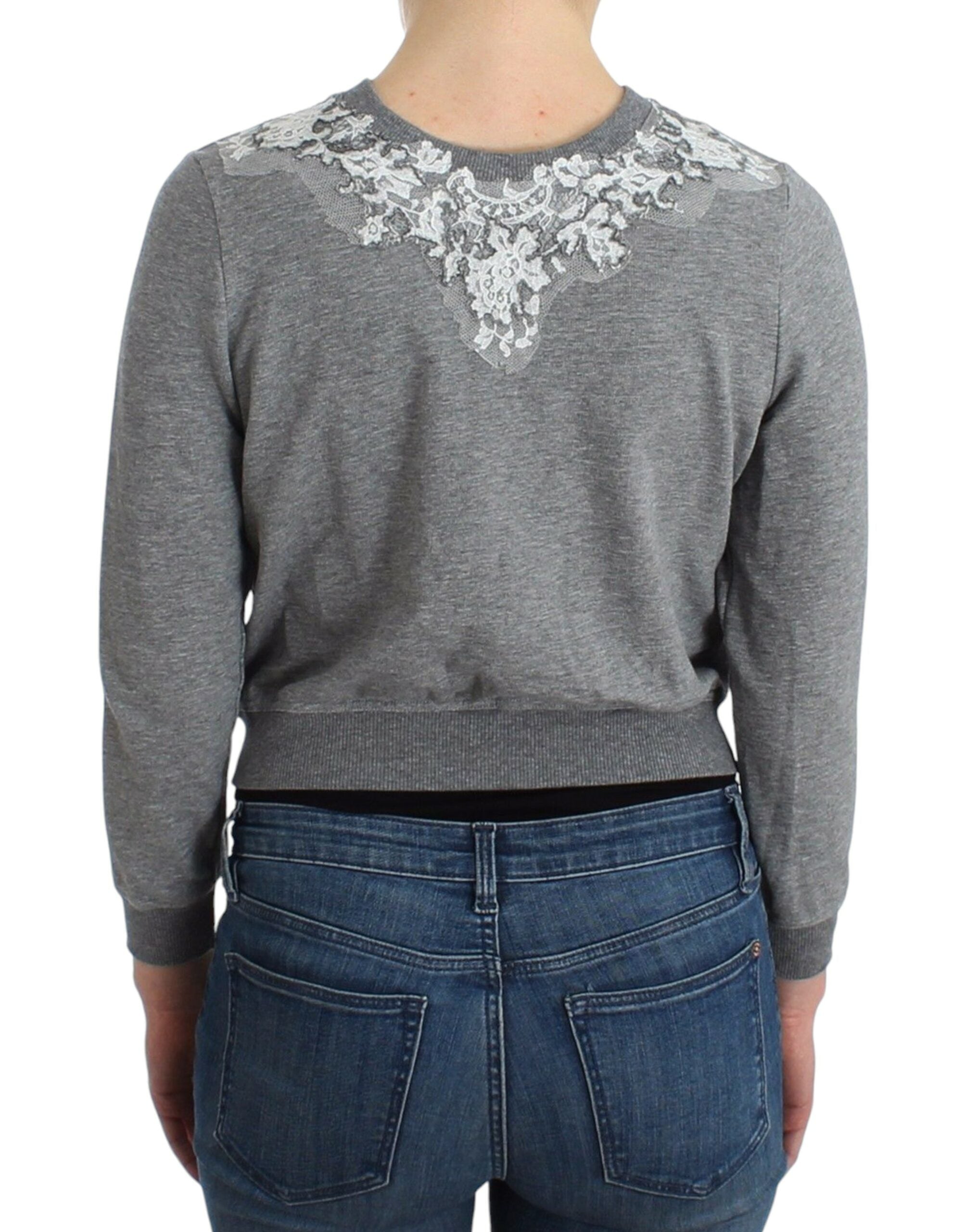 Lingerie Grauer Spitzenpullover Cardigan Top