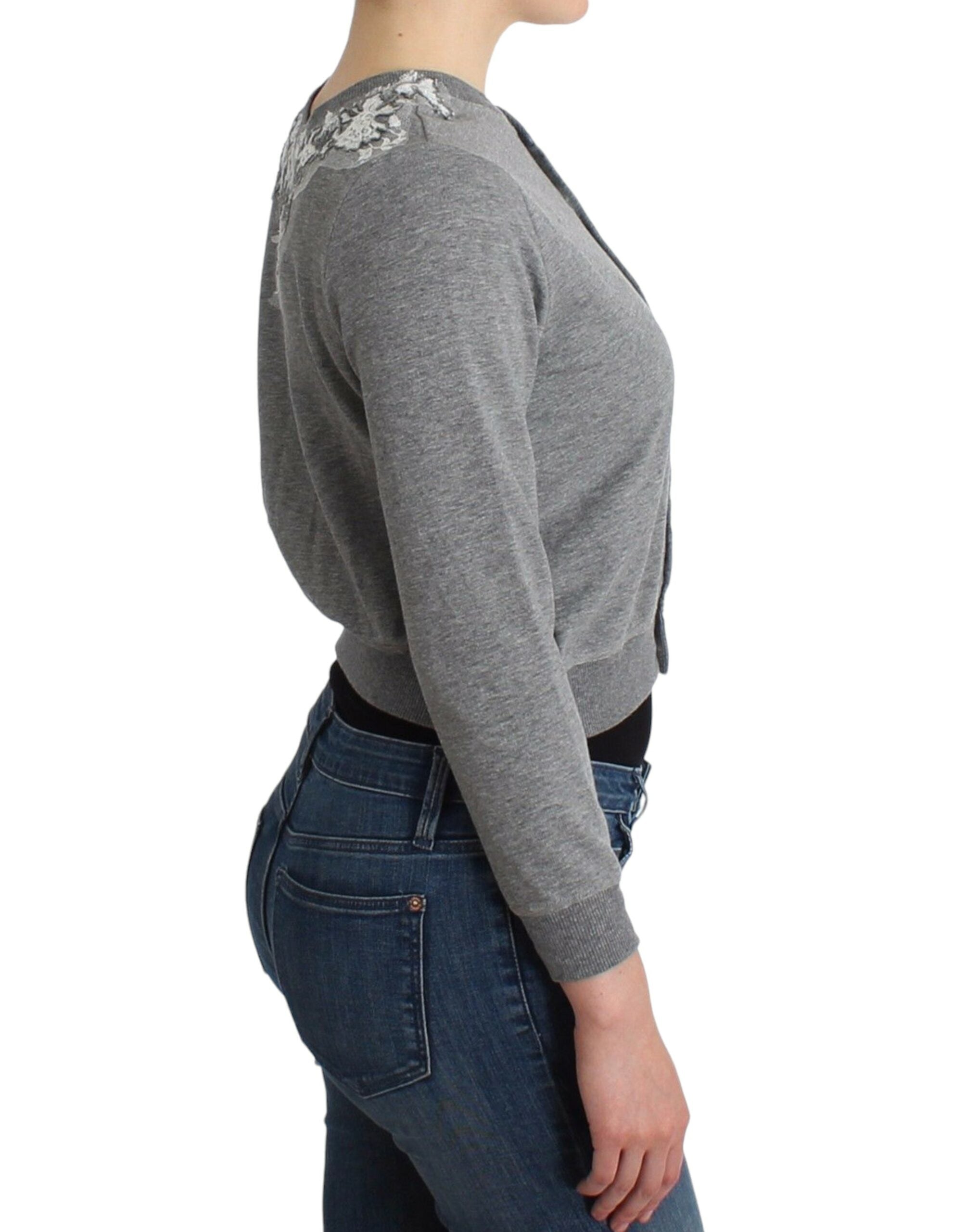 Lingerie Grauer Spitzenpullover Cardigan Top