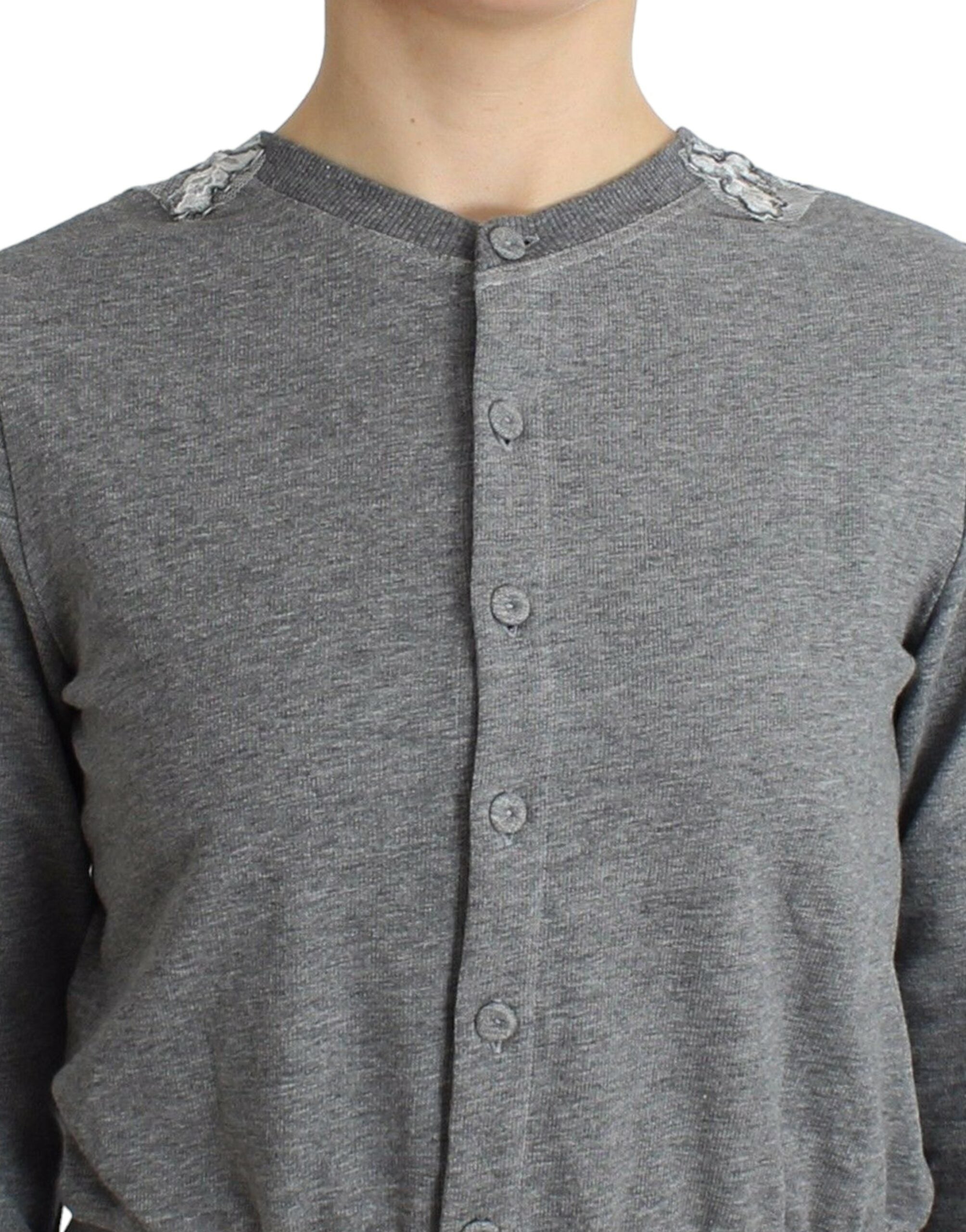 Lingerie Grauer Spitzenpullover Cardigan Top