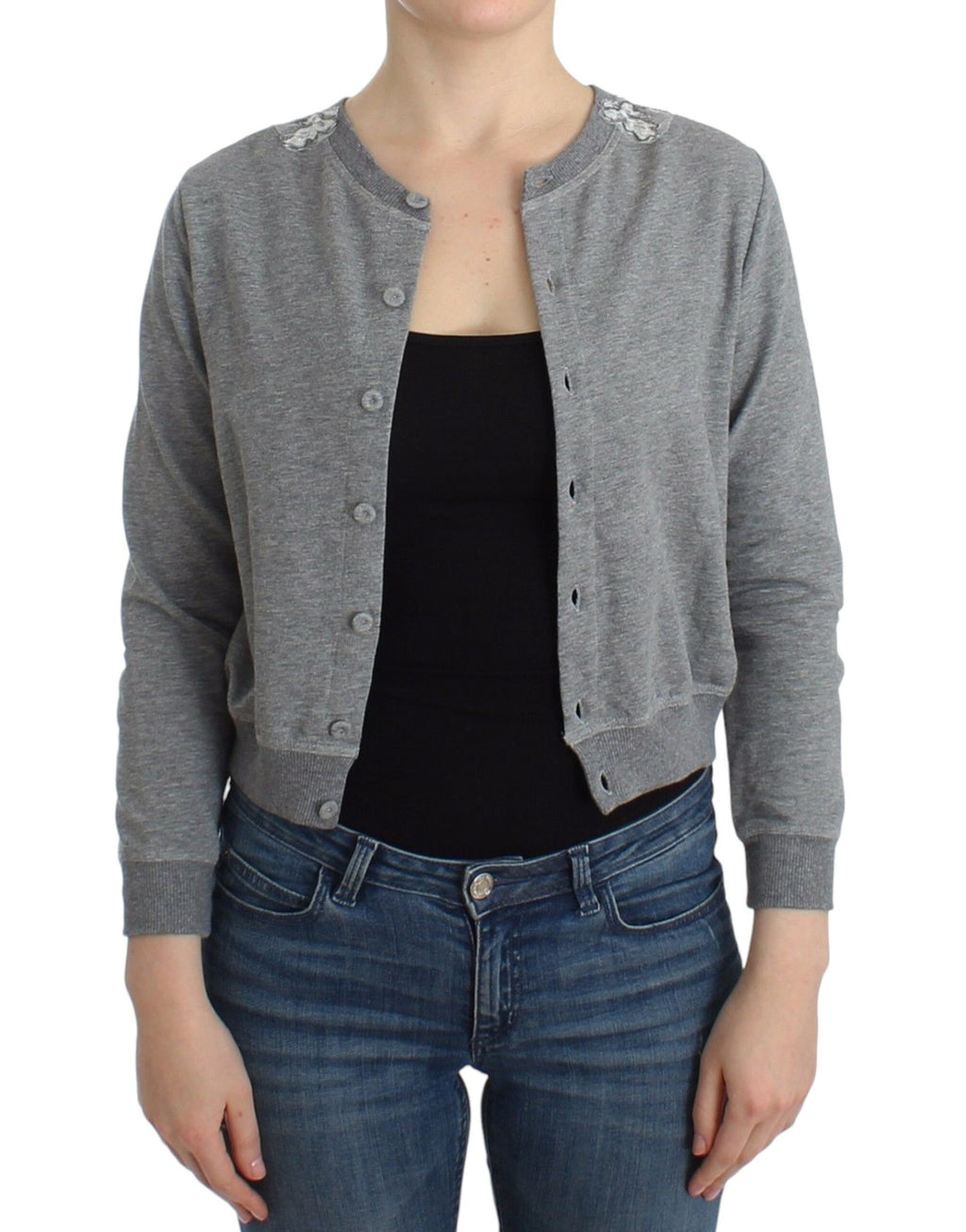 Lingerie Grauer Spitzenpullover Cardigan Top