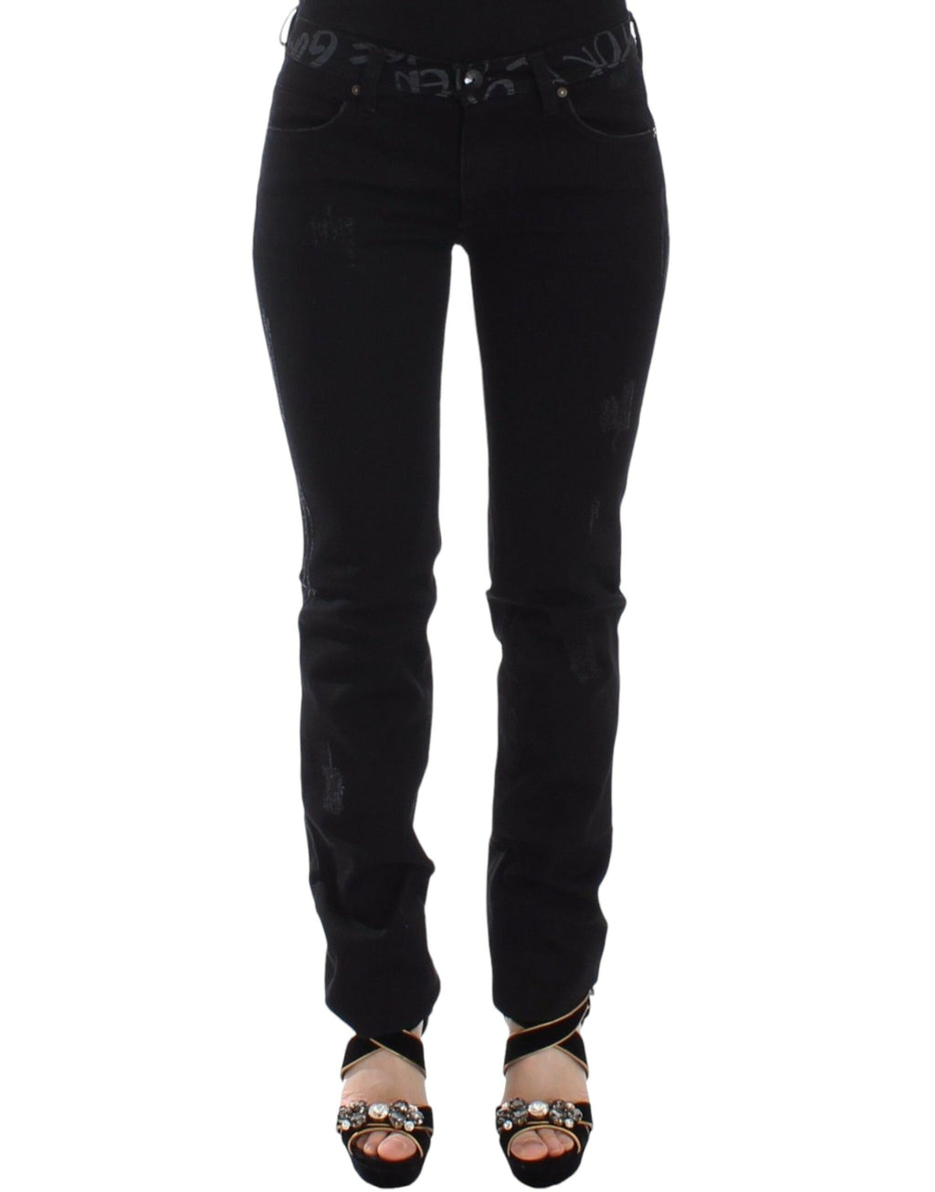 Schwarze Slim Jeans Denim-Hose Skinny Stretch