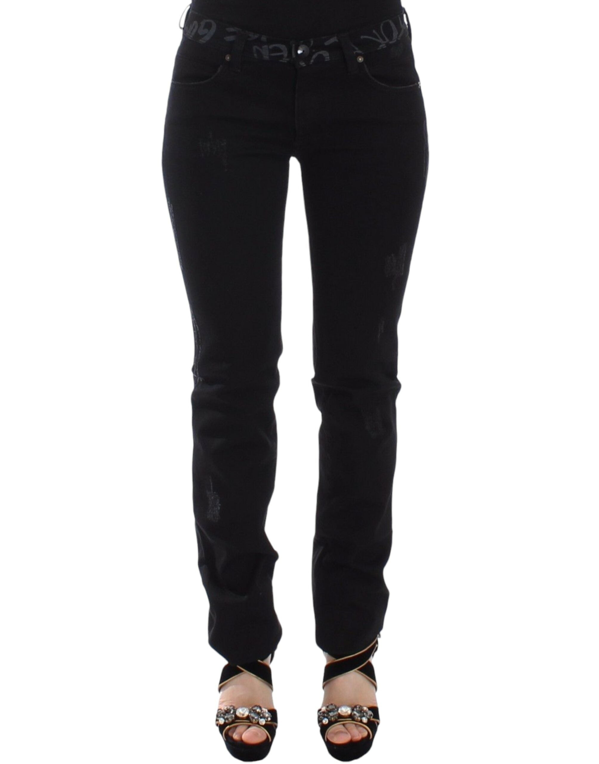 Schwarze Slim Jeans Denim-Hose Skinny Stretch