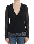 Pullover aus Stretch-Wollmix mit langen Ärmeln, schwarz