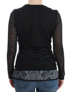 Pullover aus Stretch-Wollmix mit langen Ärmeln, schwarz