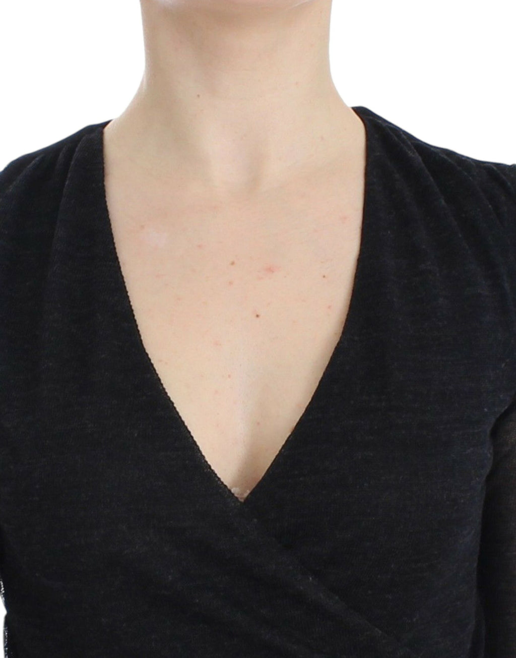 Pullover aus Stretch-Wollmix mit langen Ärmeln, schwarz
