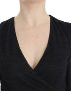 Pullover aus Stretch-Wollmix mit langen Ärmeln, schwarz