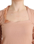 Oberteil mit langen Ärmeln und Streifen aus Orangen-Wollmischgewebe