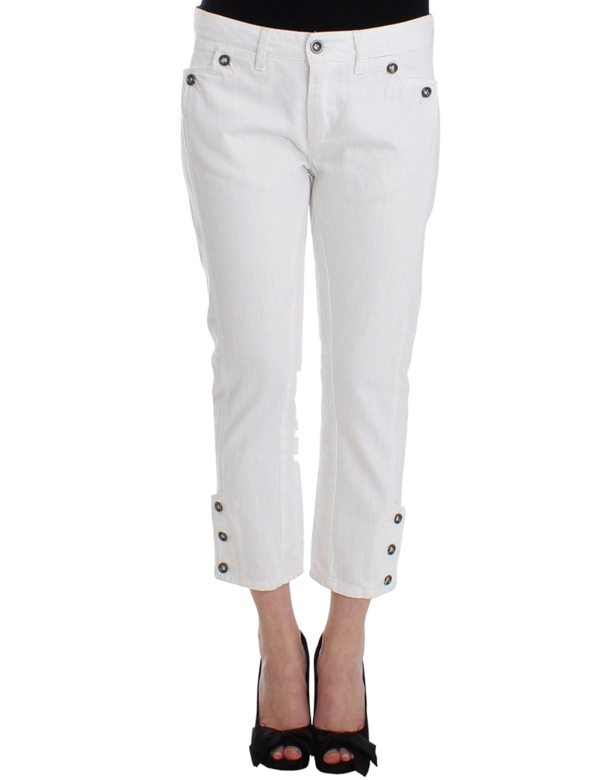 Weiße verkürzte Jeans aus Denim Marken Capri-Hose