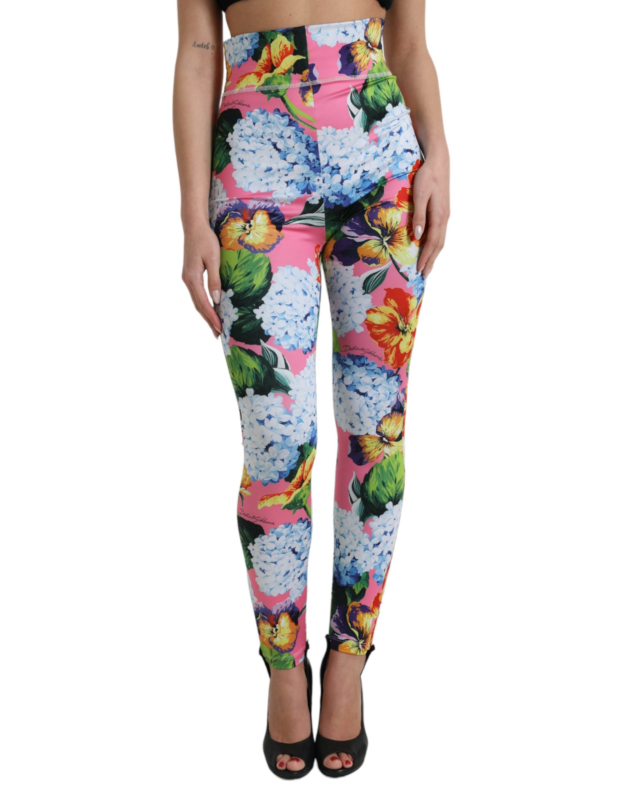 Bunt geblümte High-Waist-Leggings