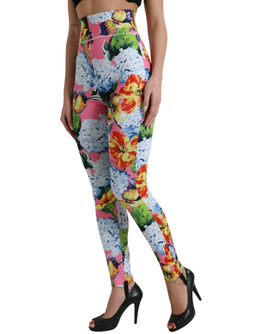 Bunt geblümte High-Waist-Leggings