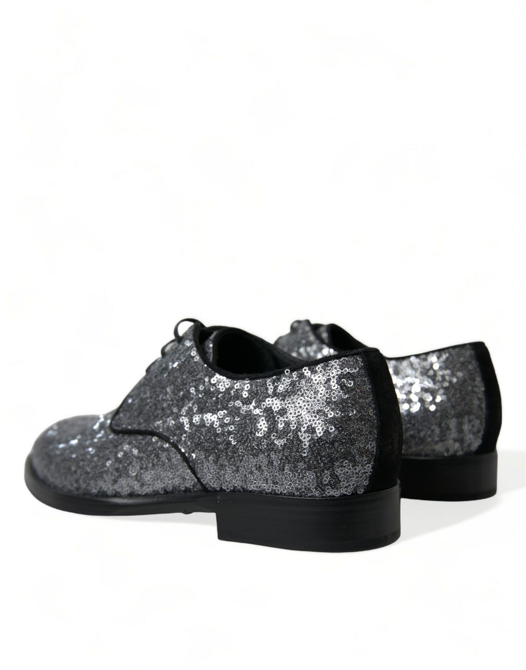 Scarpe da uomo Derby eleganti stringate in pizzo con paillettes argento