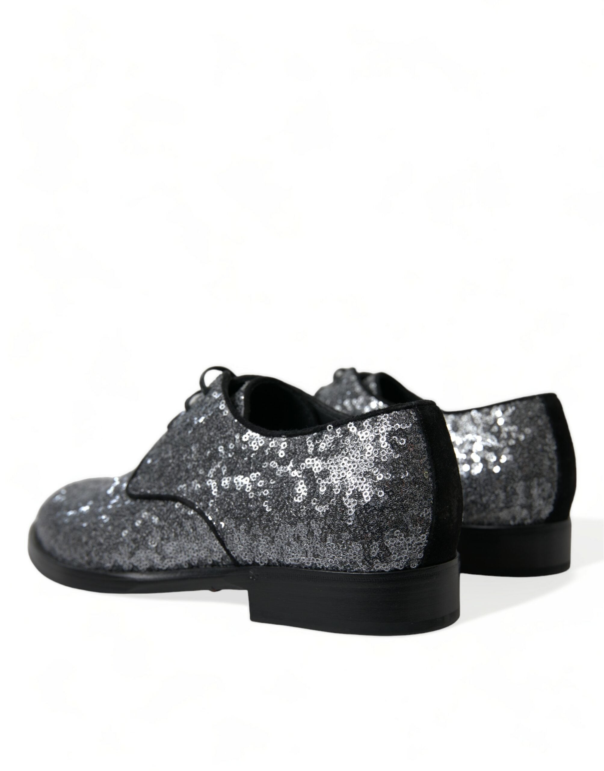 Scarpe da uomo Derby eleganti stringate in pizzo con paillettes argento