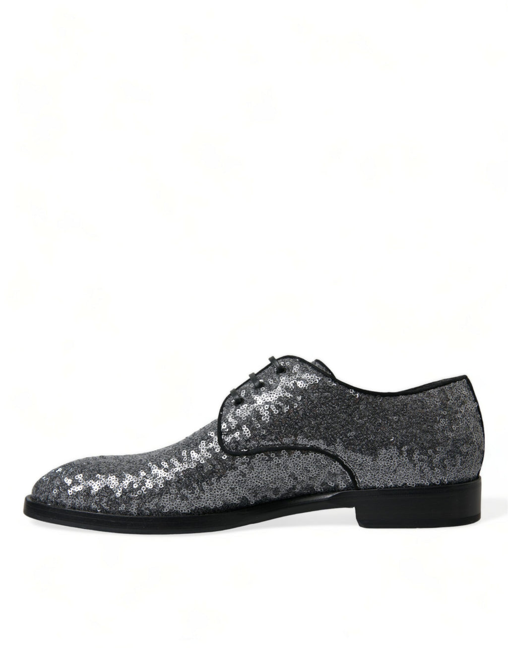 Scarpe da uomo Derby eleganti stringate in pizzo con paillettes argento