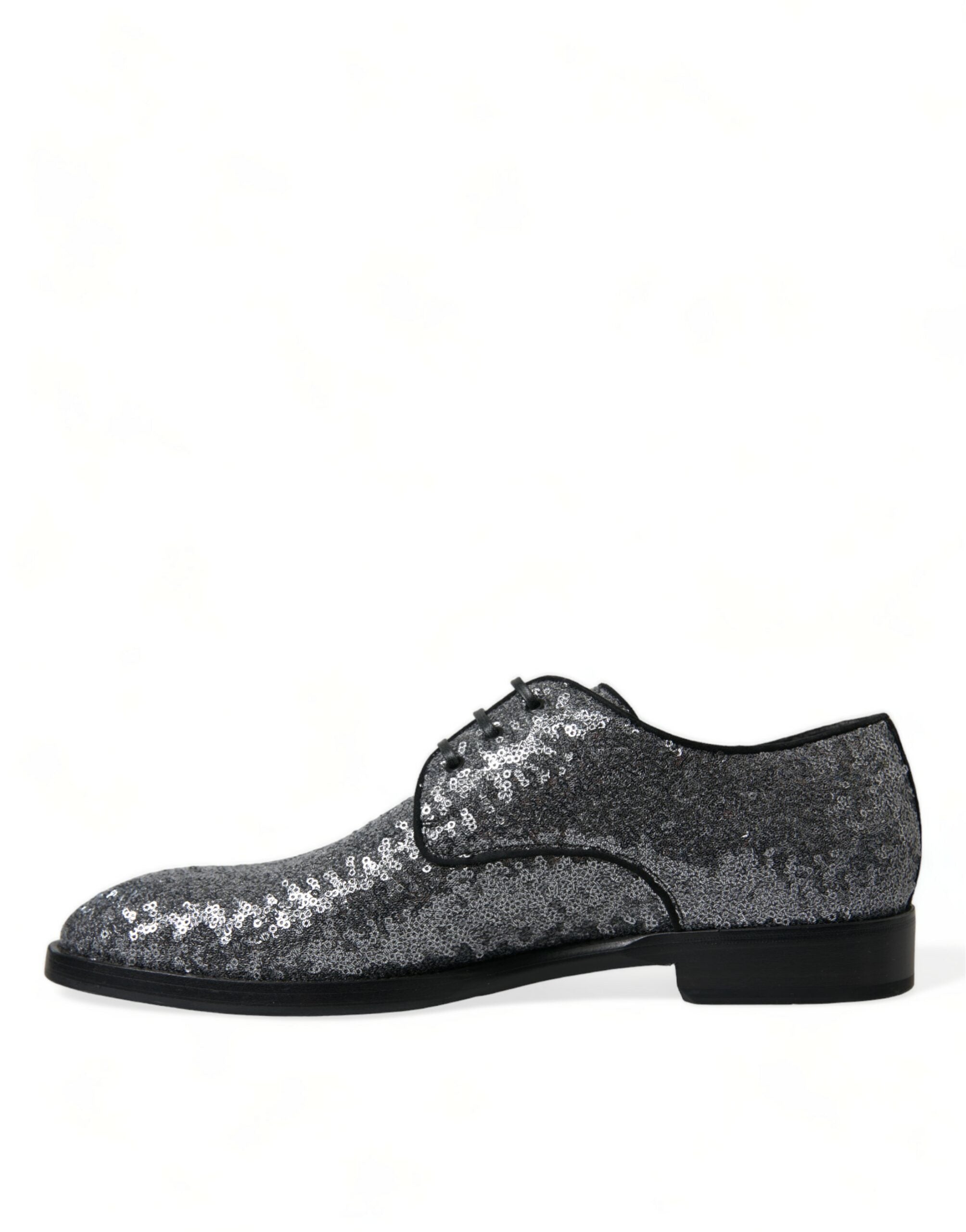 Scarpe da uomo Derby eleganti stringate in pizzo con paillettes argento