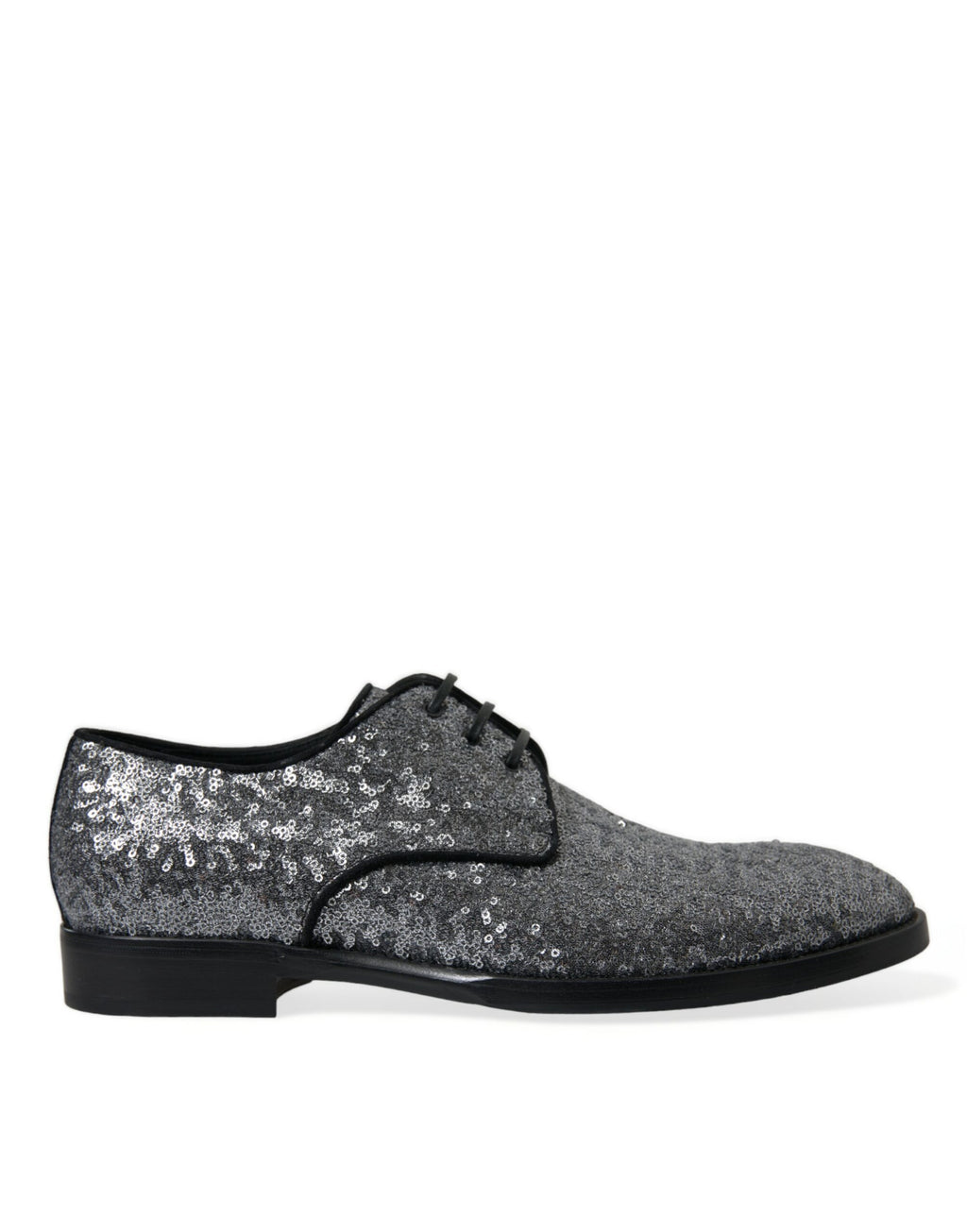 Scarpe da uomo Derby eleganti stringate in pizzo con paillettes argento
