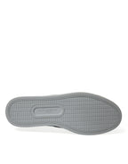 Sneakers aus blauem Kalbsleder mit Leopardenmuster und mittelhohem Schaft