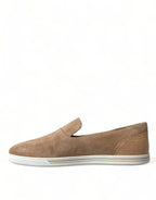 Beige Suede Caiman Men Loafers Slippers Shoes