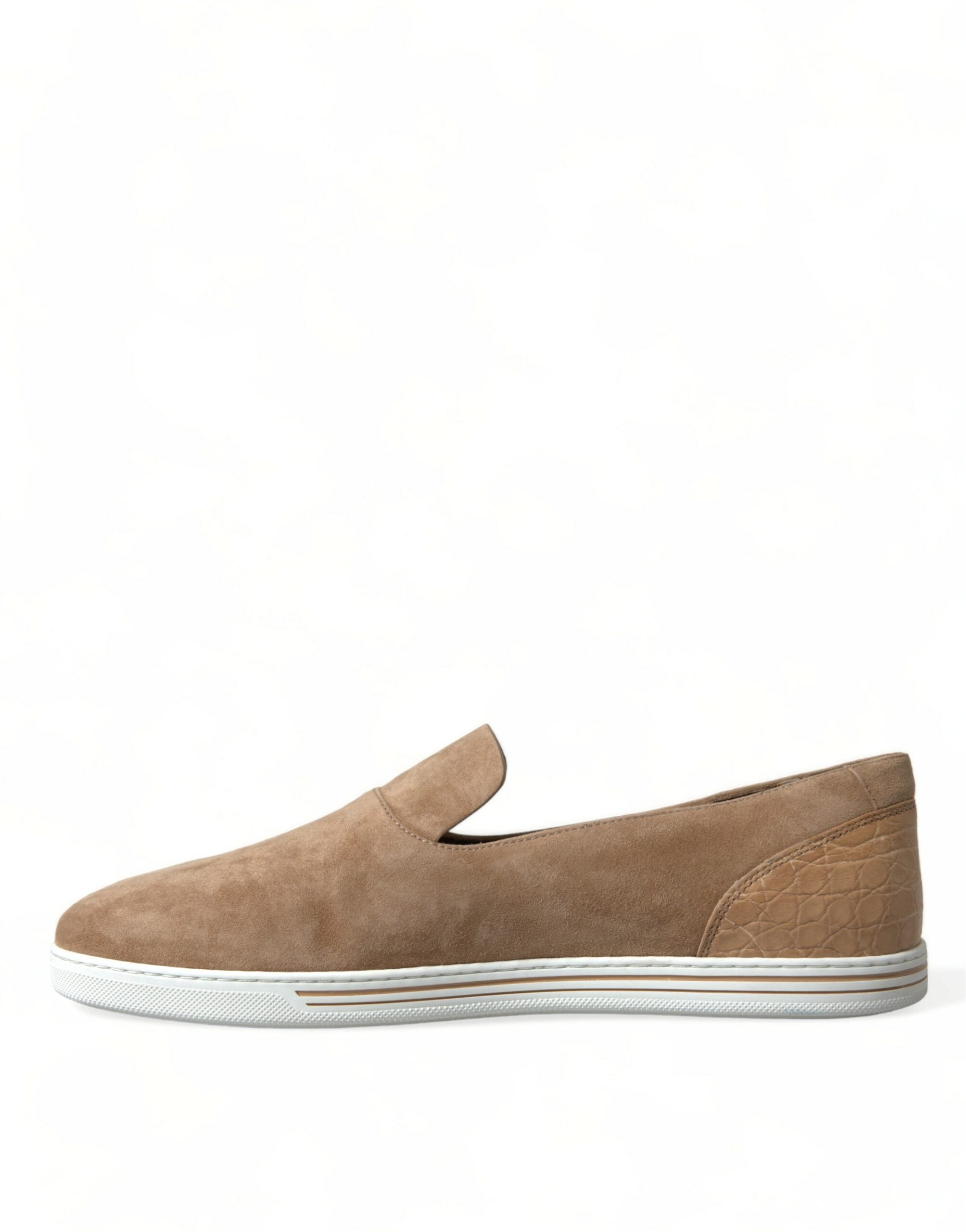 Beige Suede Caiman Men's Loafers Slippers Shoes