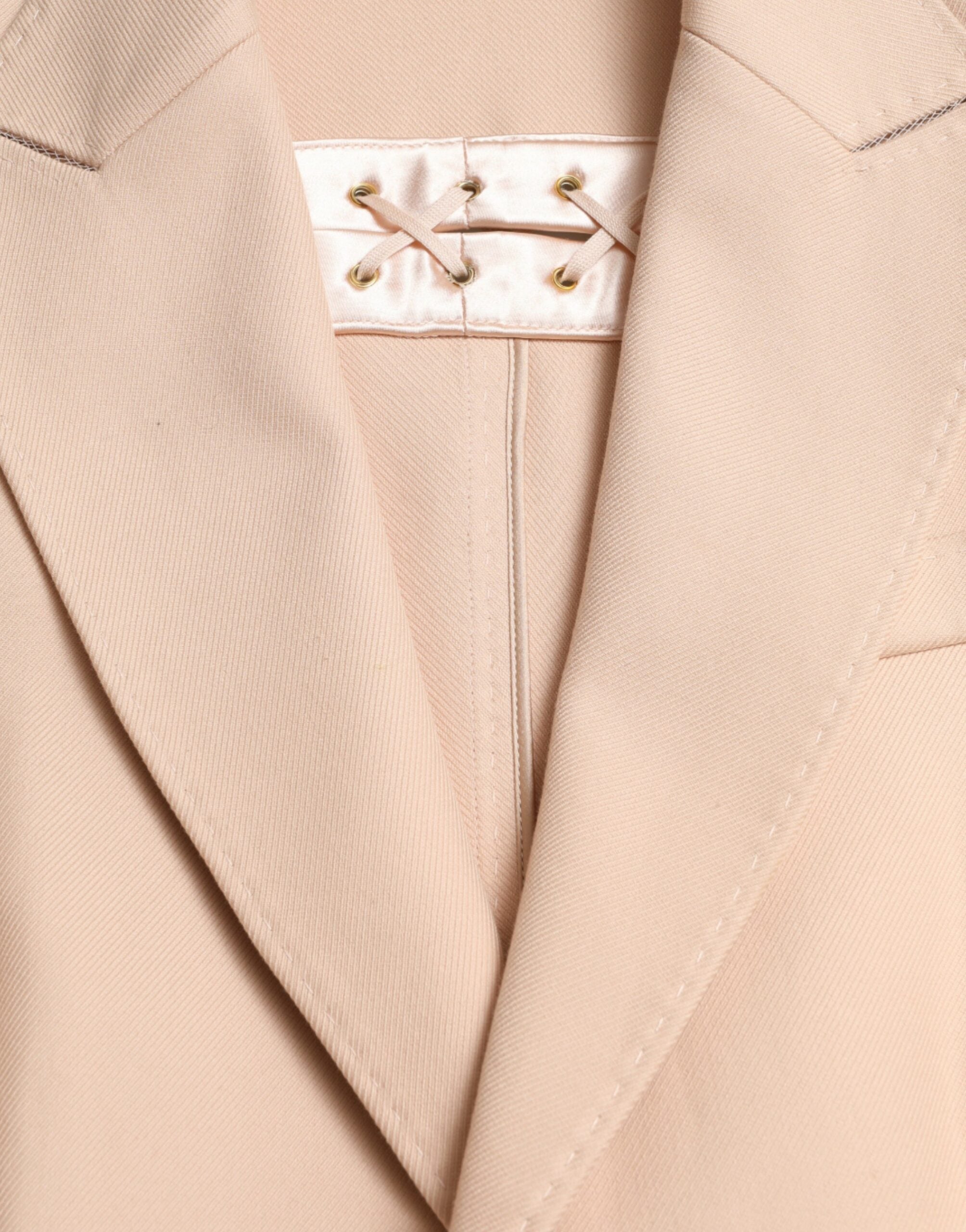 Beige Baumwolle Einreihiger Langer Mantel Jacke