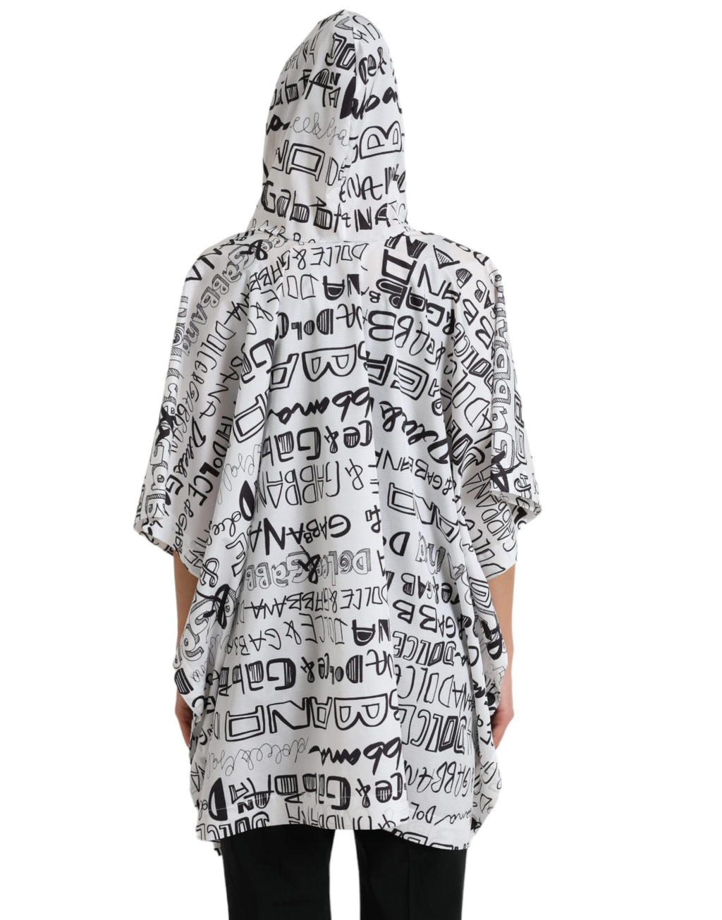 Weißes Logo Print Kapuzen-Blouson-T-Shirt-Oberteil