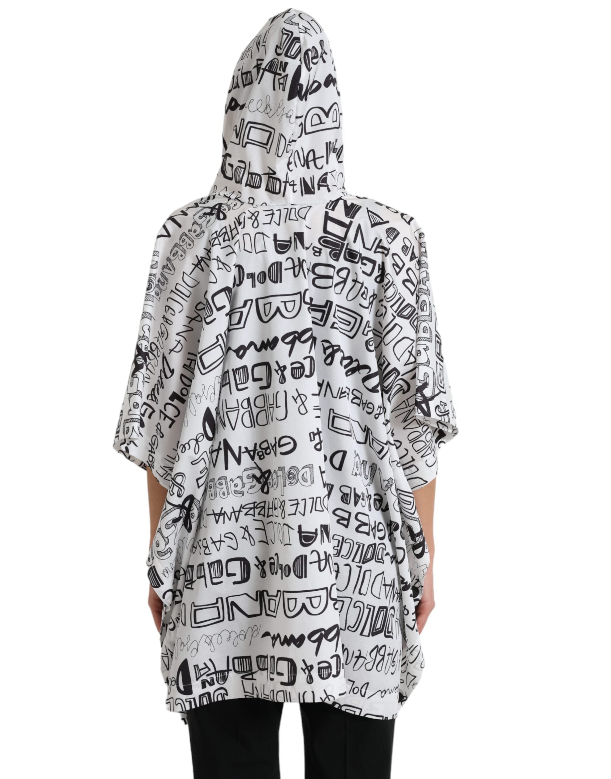 Weißes Logo Print Kapuzen-Blouson-T-Shirt-Oberteil