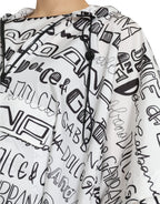 Weißes Logo Print Kapuzen-Blouson-T-Shirt-Oberteil