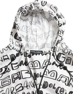 Weißes Logo Print Kapuzen-Blouson-T-Shirt-Oberteil