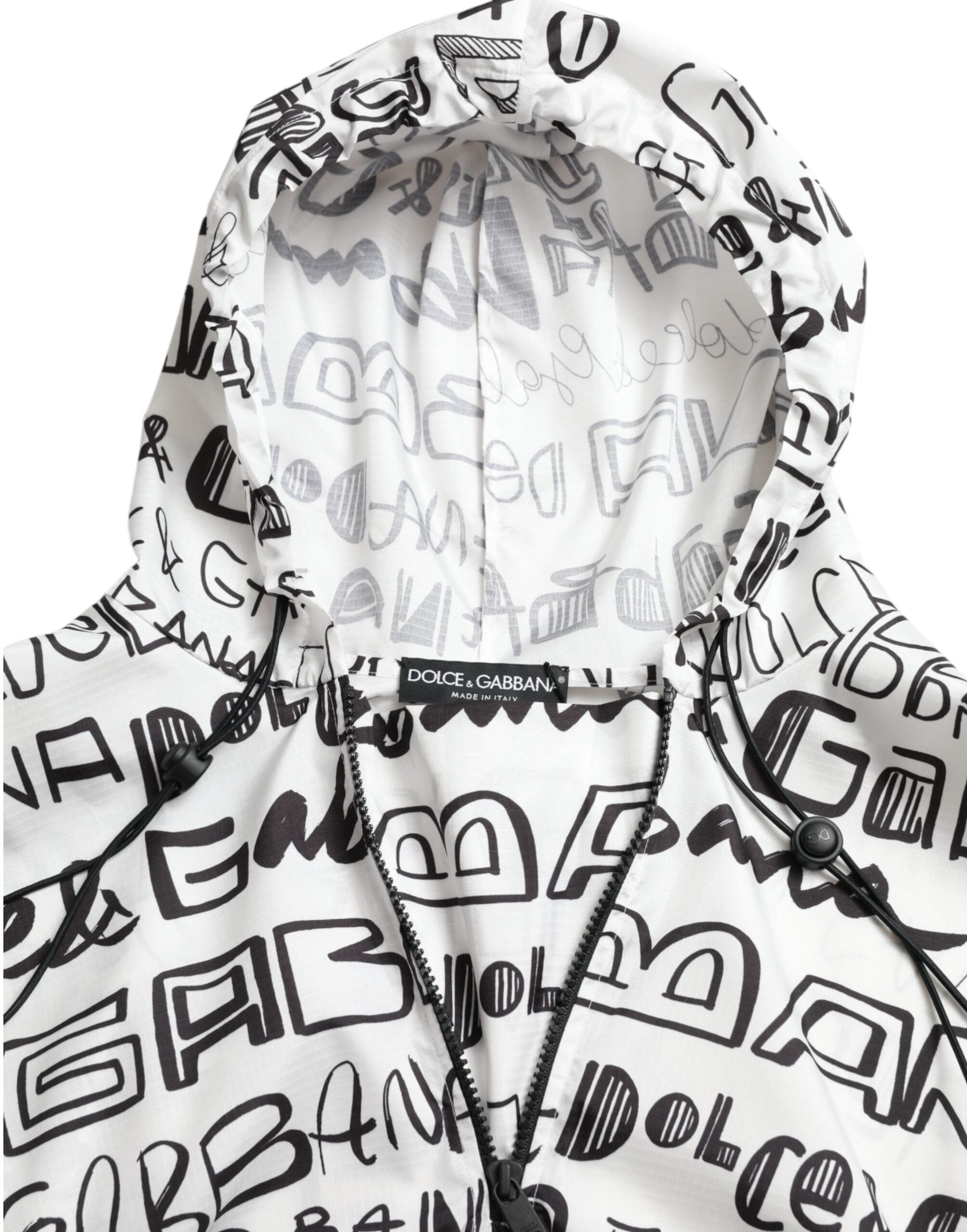 Weißes Logo Print Kapuzen-Blouson-T-Shirt-Oberteil