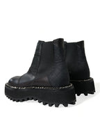Schwarze Slip-On Chelsea Boots aus Stretch-Leder